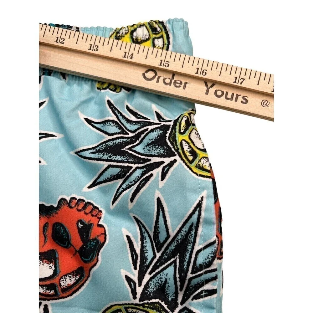 New George Men's Light Blue Tropical Skulls Swimwear Board Shorts Med (32-34)